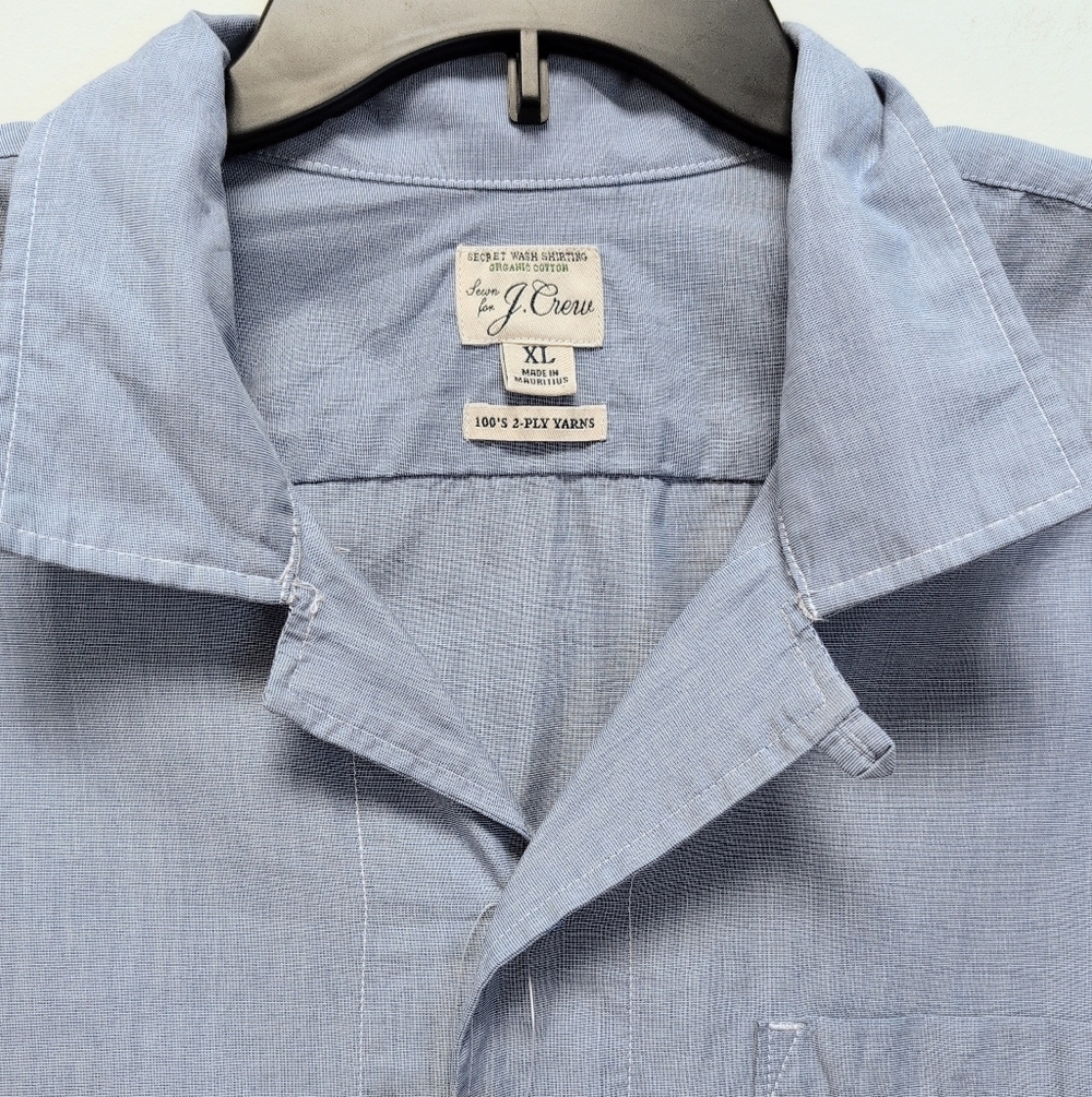 J. Crew Camp Collar Shirt Jacket XL NWT Blue Organic Cotton Utility - Picture 2 of 16